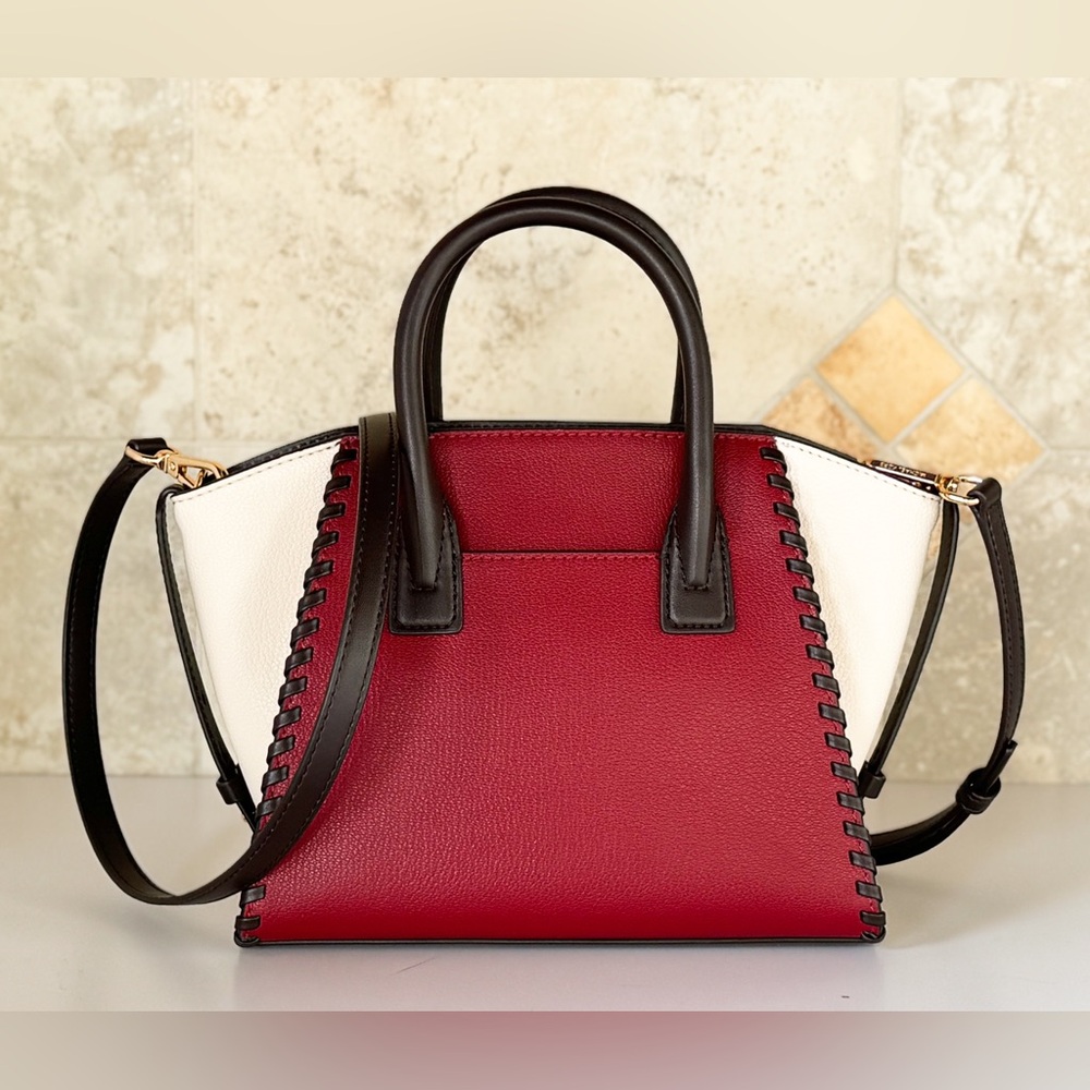 Michael Kors Avril SM Satchel Shoulder Bag Braided Cherry Multi - Picture 2 of 10